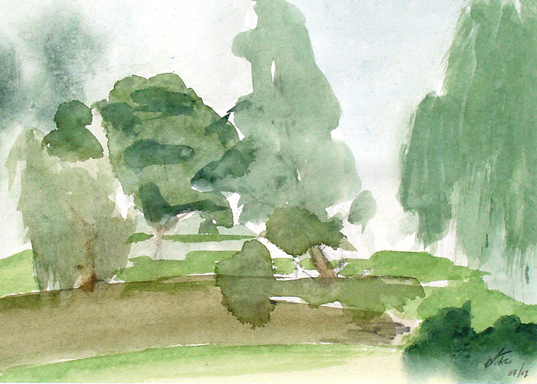Landschaftsmalerei Bäume im Park - ArtLara