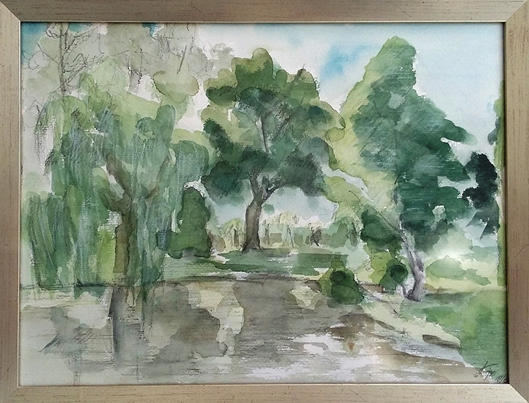 Ambience-Malerei Bäume und Teich - ArtLara